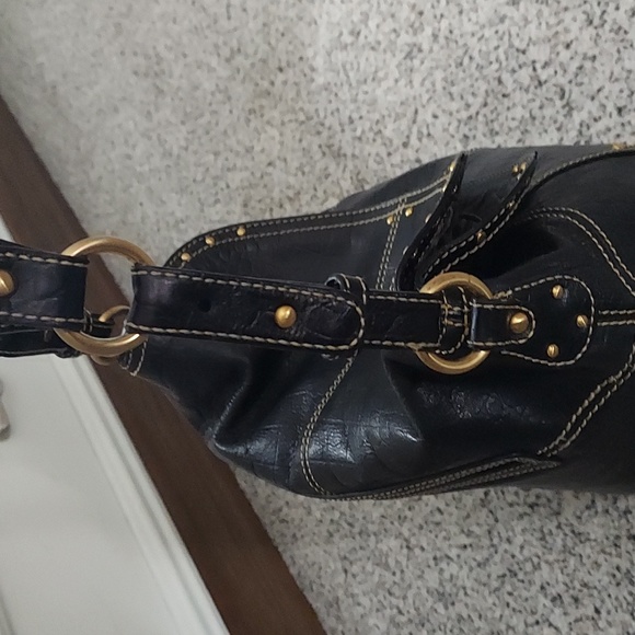 Maxx New York Black croc embossed studded leather shoulder bag - Picture 13 of 16